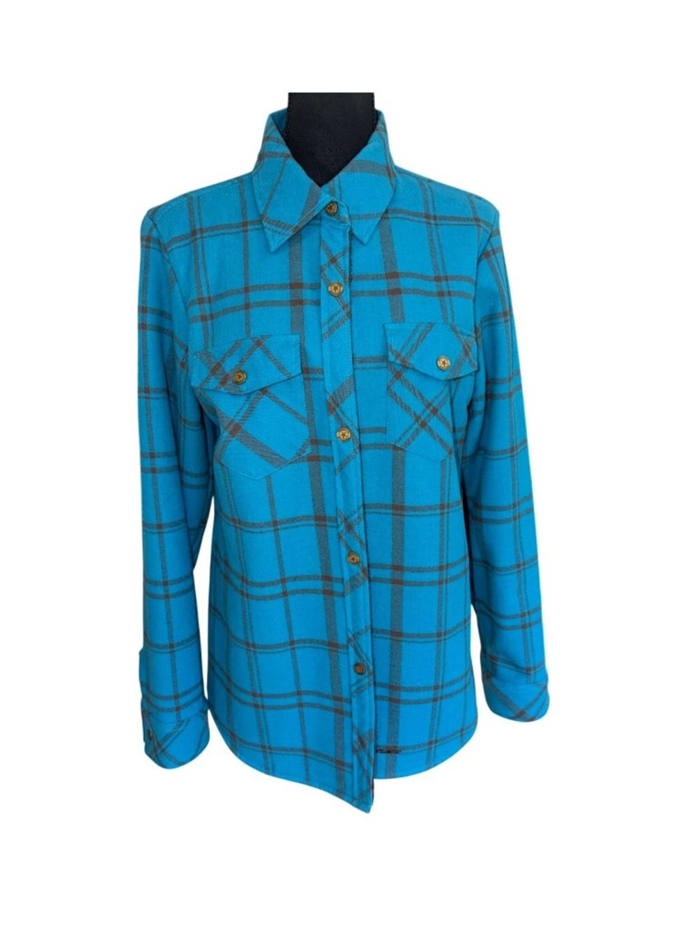 Twist Womens Bandera Teal Plaid Shirt Jacket XL Sherpa Lining Outdoor Hiking Blu
